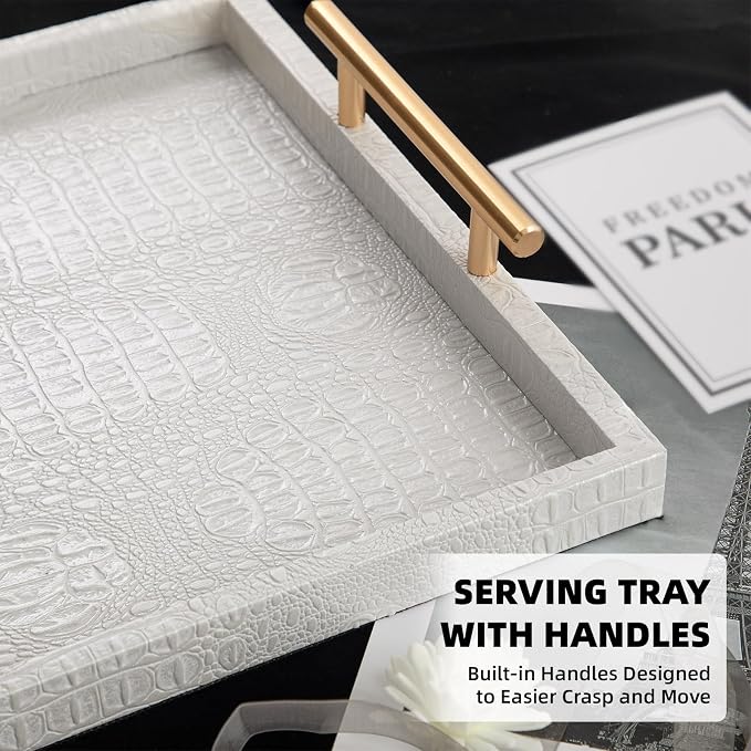 Modern Elegant Large Wood Serving Tray, Home Decorative Rectangle Ottoman - Image 4