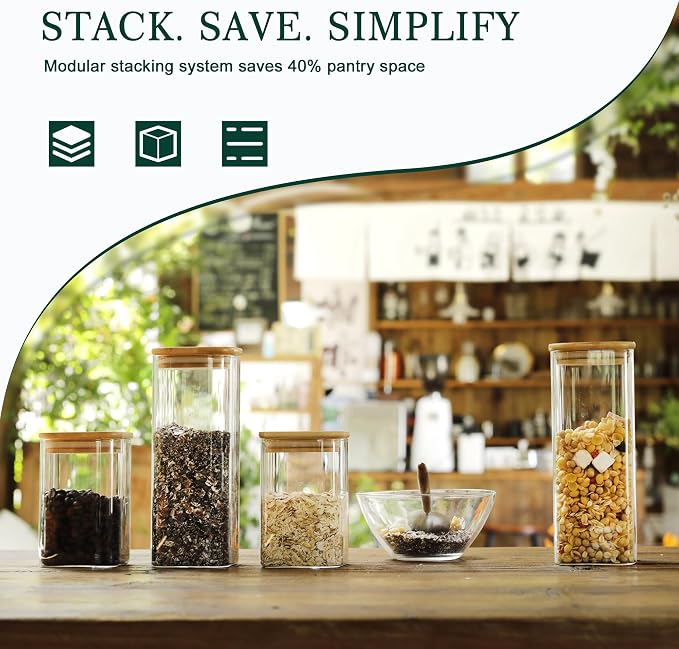 LIBWYS 12-Pack Square Glass Storage Jars - Image 4