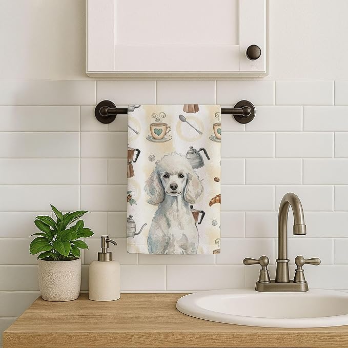 Caroline's Treasures Standard White Poodle Coffee Bar Kitchen Towel Velour - Image 7