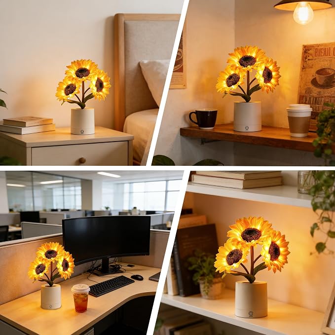 Rechargeable Sunflower Flower Lamp Decor - Image 2