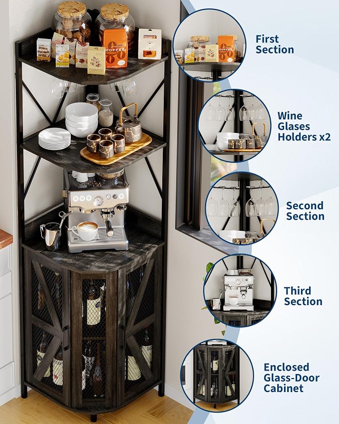 Garvee 72in Corner Wine Cabinet - Image 7