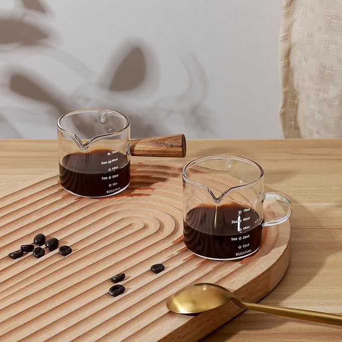 Koythin 2-Piece Espresso Shot Cups Set, Minimalist Glass Measuring Cup - Image 6