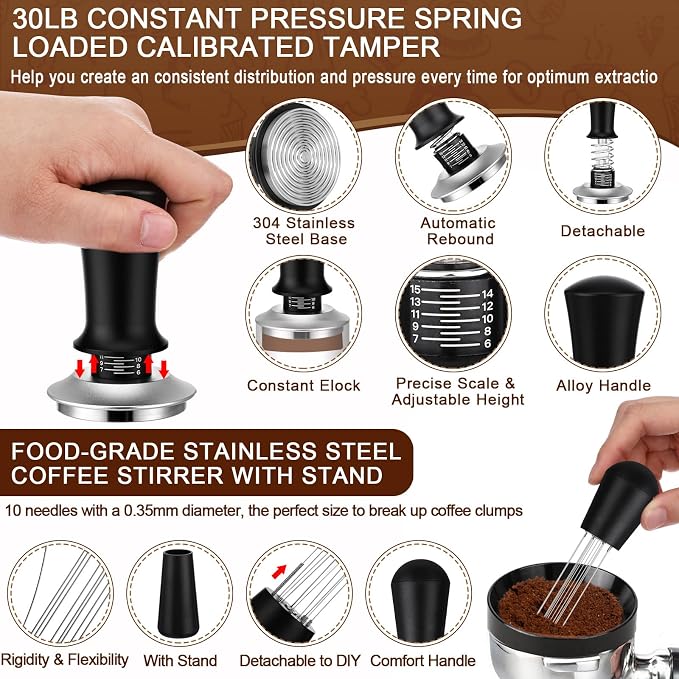 5 Pcs 53mm Espresso Accessories Kit, 3kg/0.1g Accurate Coffee Scale - Image 4