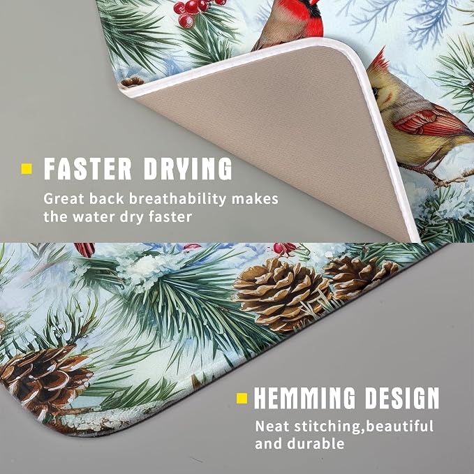 Winter Birds Dish Drying Mats 16x18 Inch - Image 3