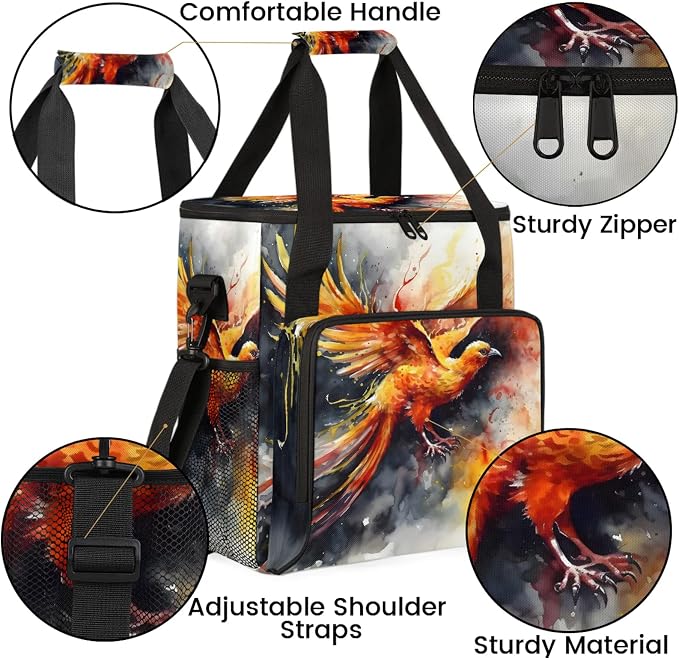Phoenix Bird Coffee Maker Carring Bag, Large Insulated Storage Organizer Case - Image 6
