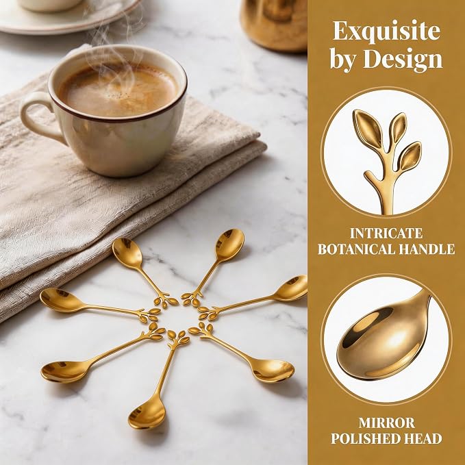 Gold Coffee Spoons Set of 6 – 4.72 Inch Stainless Steel Mini Espresso Spoons - Image 6
