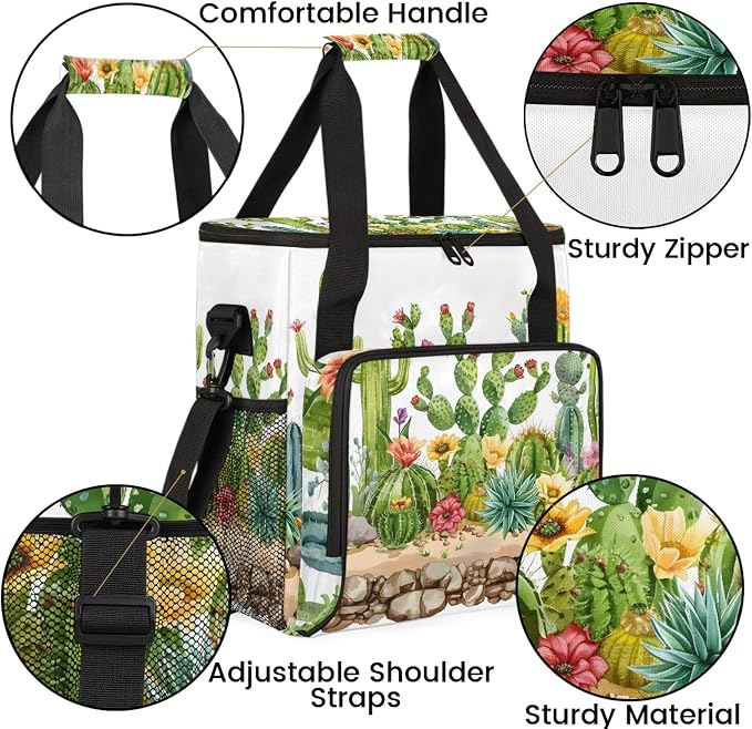 Cactus Floral Coffee Maker Carring Bag, Large Insulated Storage Organizer Case - Image 6