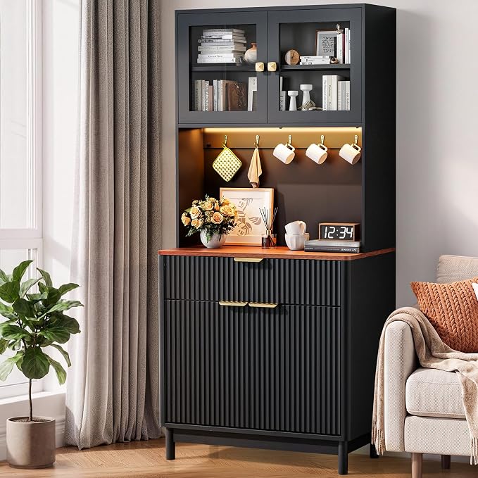70'' Fluted Kitchen Pantry Cabinet - Image 9