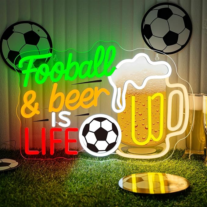 Soccer Neon Sign Beer Neon Light Football LED Light by NXYX