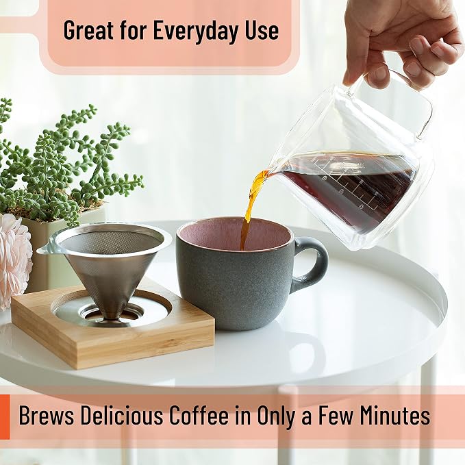 Brew To A Tea BTaT- Pour Over Coffee Maker Set, Double Wall Glass, 16 oz - Image 6