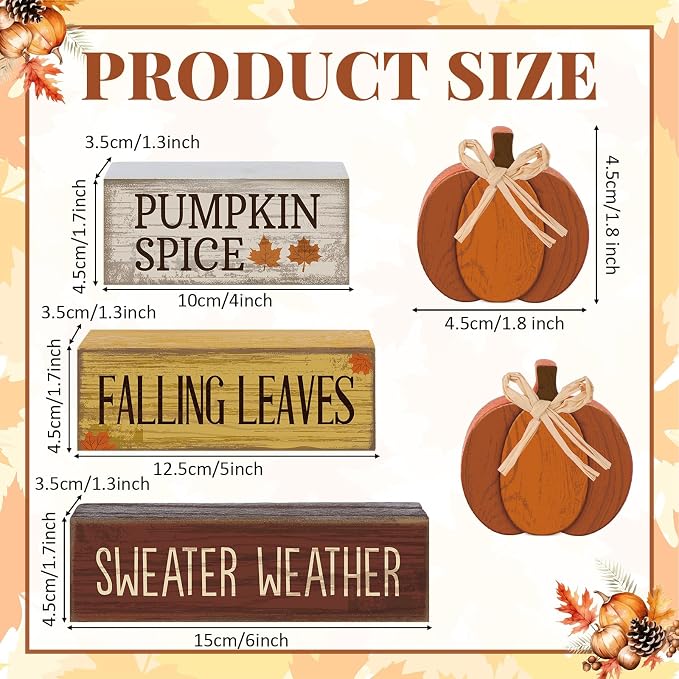 Lineshading 4 Pcs Fall Pumpkin Decor Fall Table Decoration Thanksgiving Tiered - Image 3