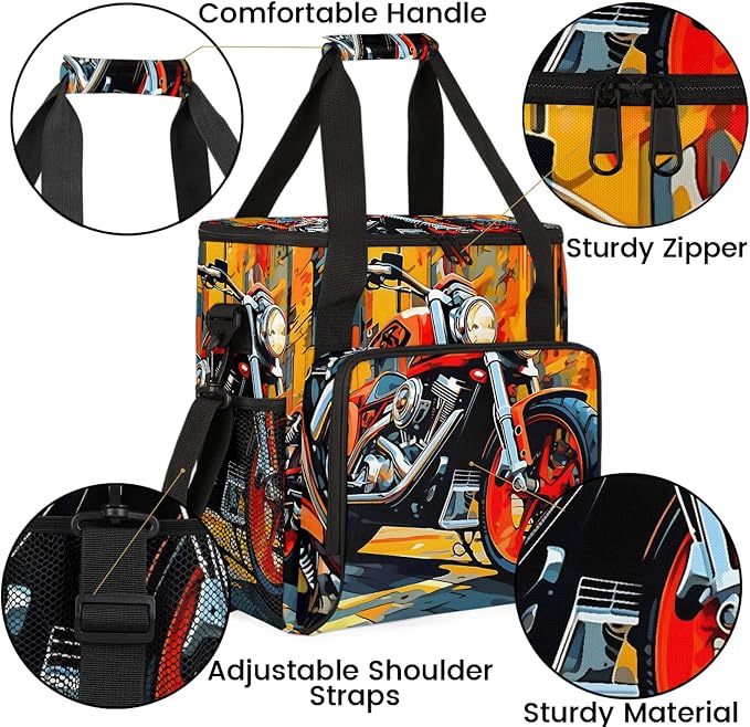 Cool Motorcycle Coffee Maker Carring Bag, Large Insulated Storage Organizer - Image 6