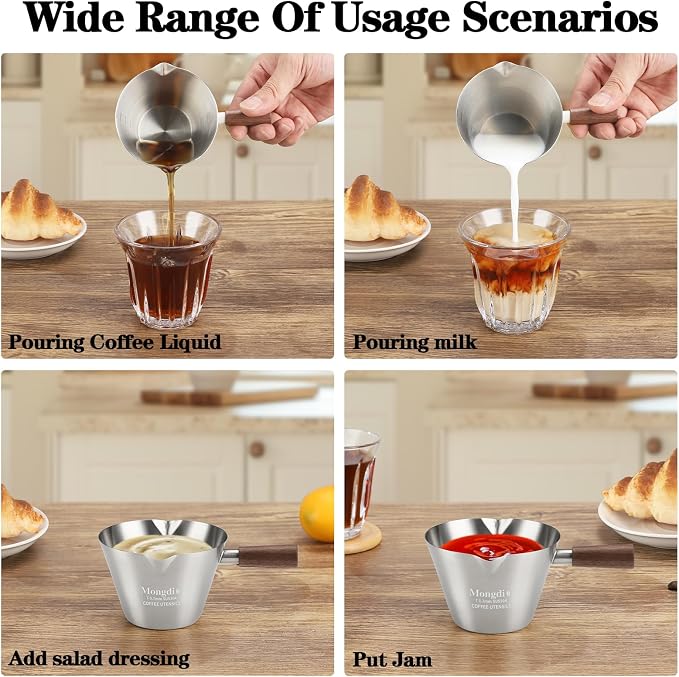 Mongdio 2 Pcs Espresso Measuring Cup, Stainless Steel Espresso Shot Cups - Image 2