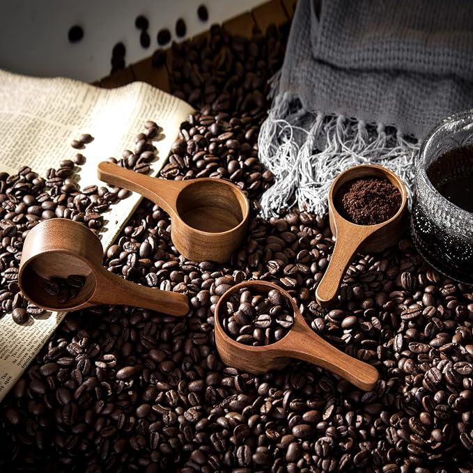 40 ml 4 Pack Acacia Wood Coffee Scoops, Small Wooden Coffee Spoons - Image 5