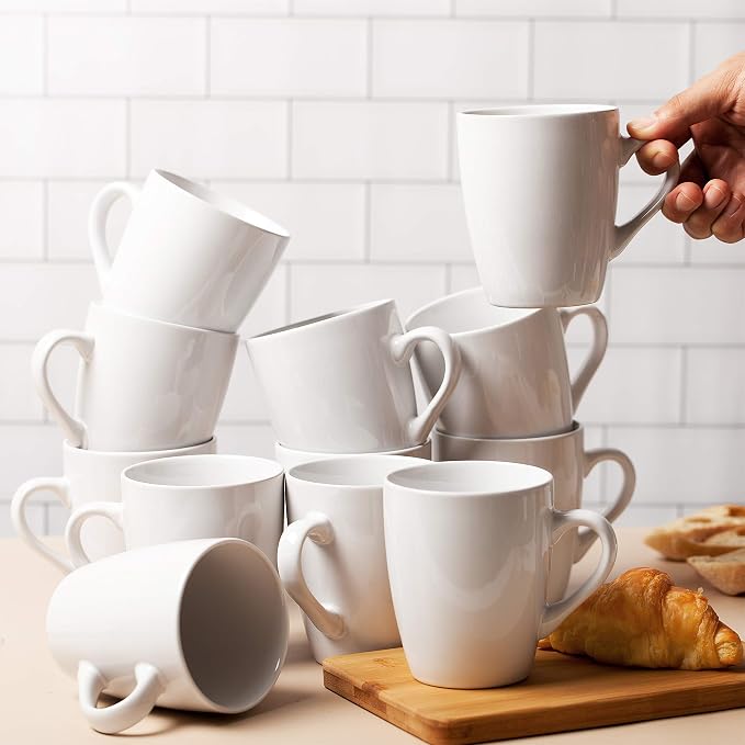 BTaT- White Coffee Mug Set, 12 Pack, Ceramic Coffee Cups | Bulk Mug Set - Image 6