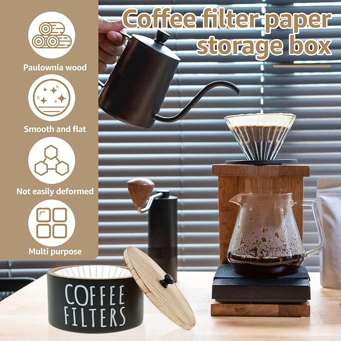 Coffee Filter Holder Wooden Coffee Filter Storage Container - Image 4