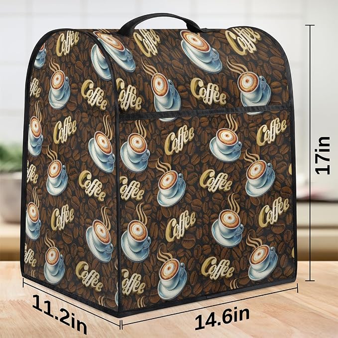 Coffee Kitchen Aid Mixer Cover Compatible Stand Mixer Dust Cover | Brown Cup - Image 3