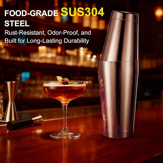 Boston Shaker Set, 18oz & 28oz 2-Piece Tins, Professional 304 Stainless Steel - Image 2