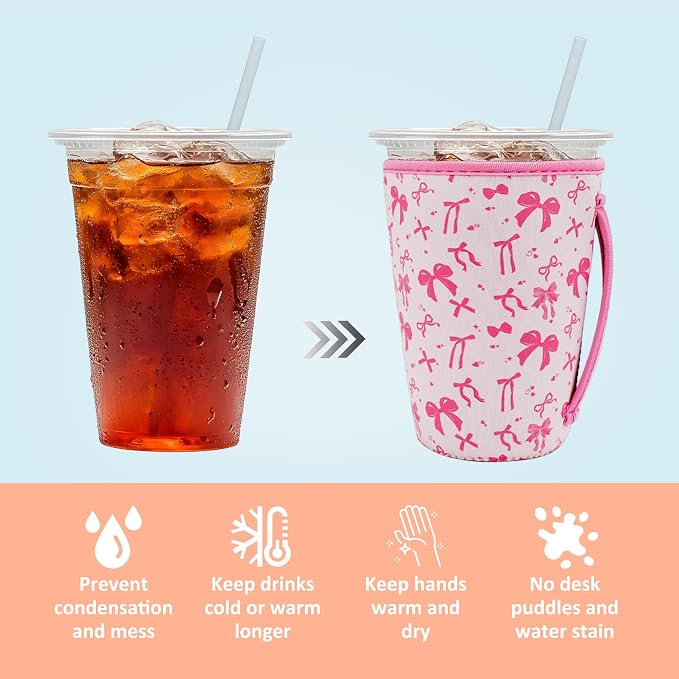 4 Pack Iced Coffee Sleeve, reusable Neoprene Cup Sleeves Suitable - Image 4