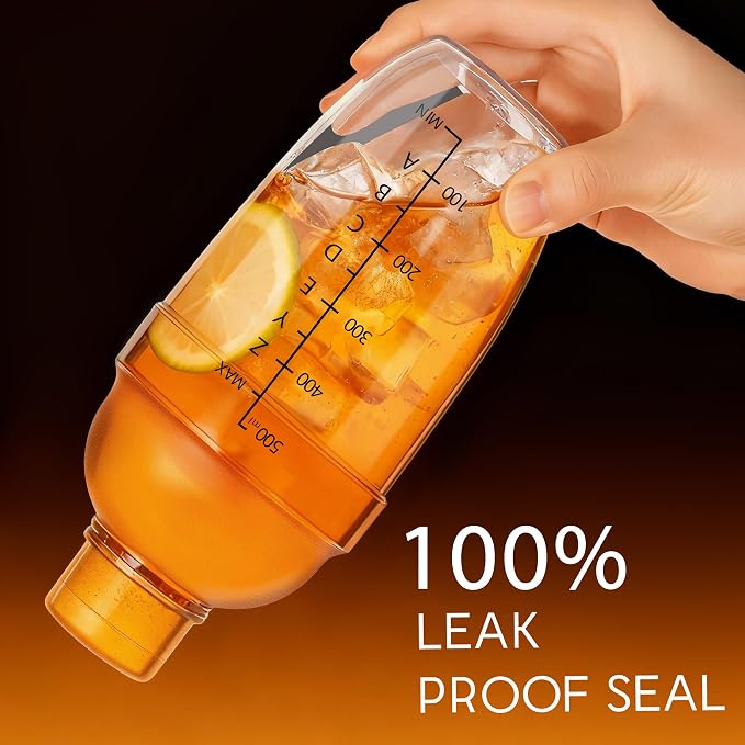 Plastic Cocktail Shaker with Measuring Scale 17oz, Leak-Proof & - Image 3
