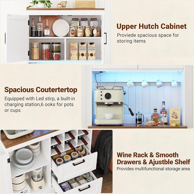 Unikito 72" Tall Pantry Cabinet, Kitchen Pantry Storage Cabinet - Image 5