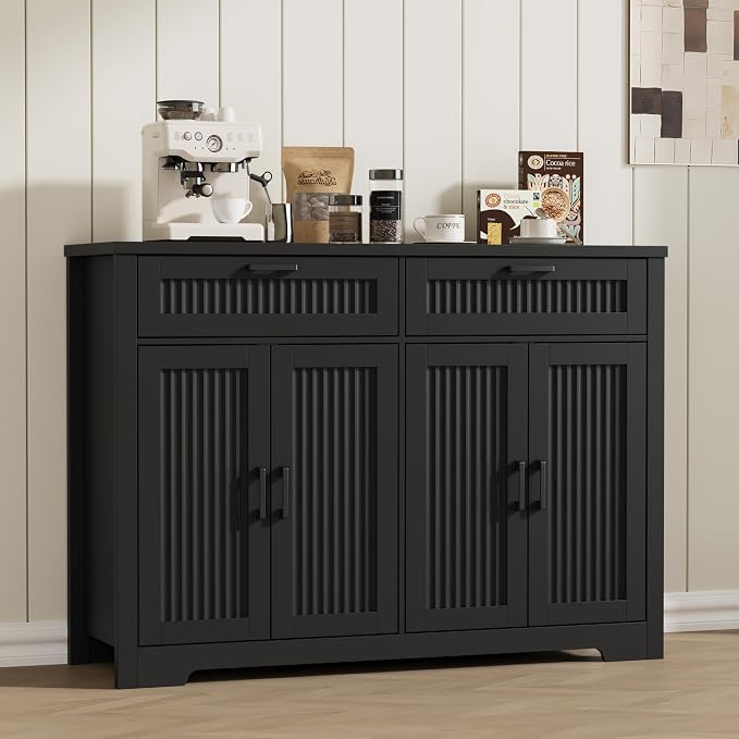 Buffet Cabinet with 2 Storage Drawers, Farmhouse Coffee Bar Table with Storage by JMHDYG