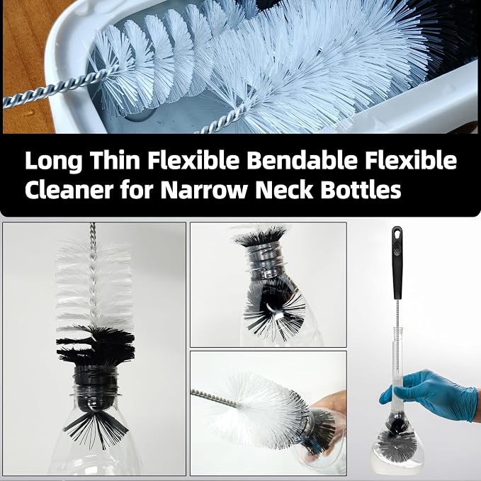 2 Pcs Bottle Brushes Set, Long Thin Flexible Bendable Flexible Cleaner - Image 7
