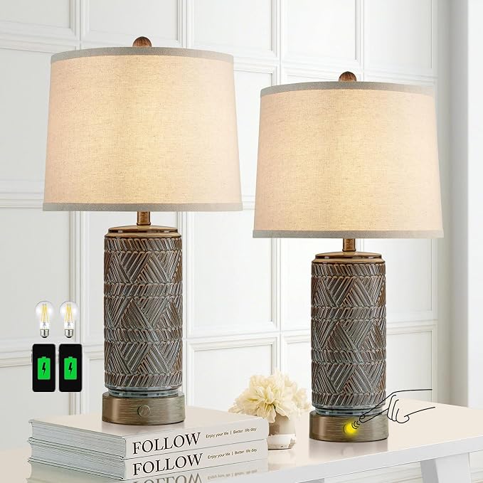 RORIA Set of 2 Farmhouse Table Lamps - Image 7