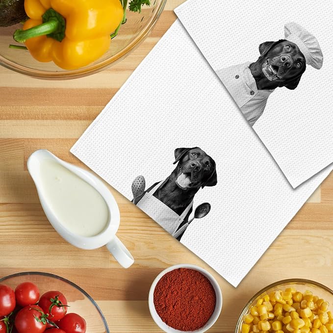 Funny Chef Labrador Retriever Kitchen Towels Set of 2, Labrador Retriever Gifts - Image 5