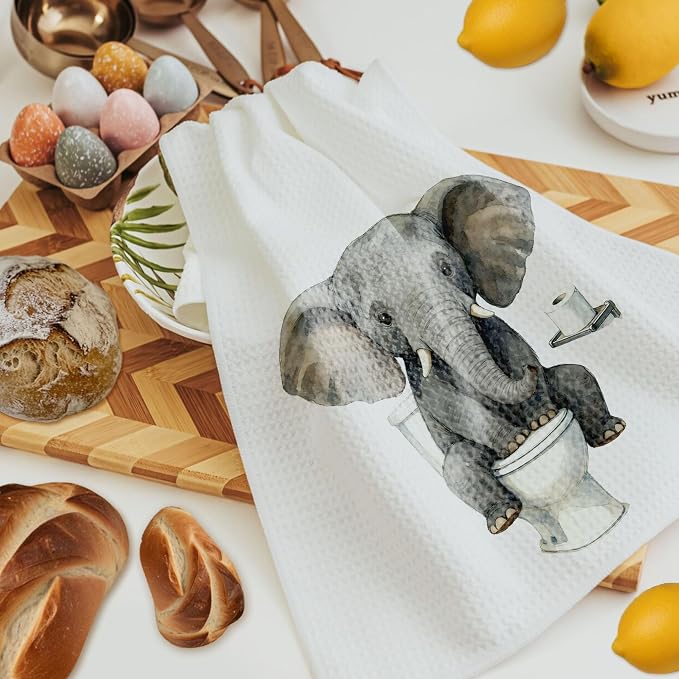 Funny Elephant Bathroom Hand Towels, Elephant Lover Gifts, Humor Bathing - Image 4