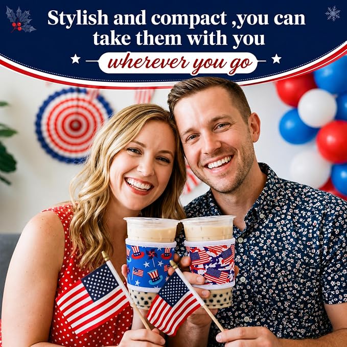 Potchen 16 Pack Reusable Iced Coffee Cup Sleeves Neoprene Insulated Drink Cup - Image 7