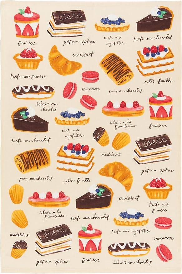 Now Designs Patisserie Printed Kitchen Towel, 18x28 inches by NowDesigns