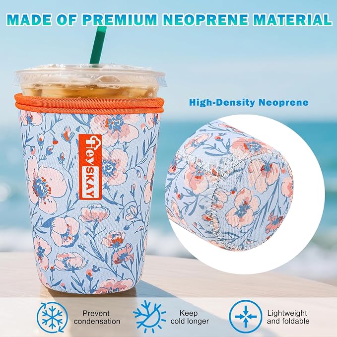 HEYSKAY Insulated Coffee Cup Sleeves Reusable Neoprene Iced Coffee Sleeve - Image 2