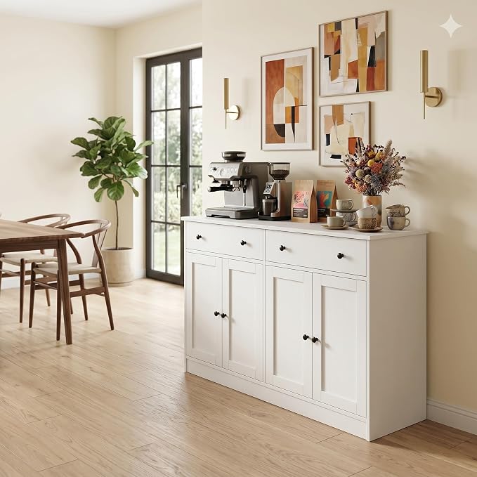 holzart 49" White Buffet Cabinet - Image 8