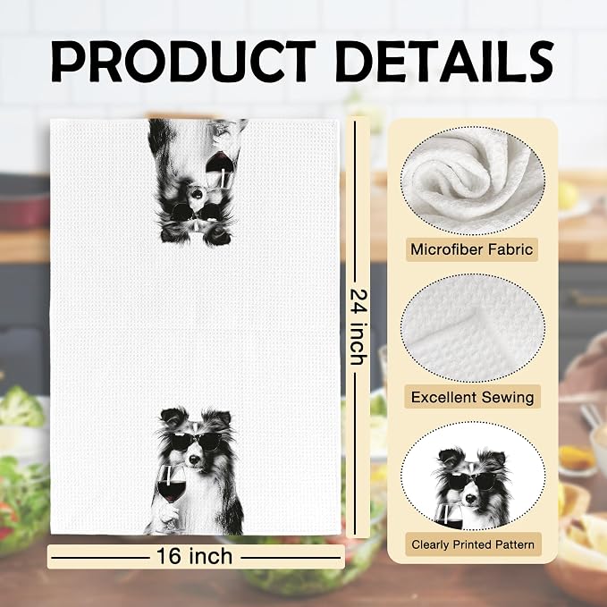 Funny Chef Shetland Sheepdog Kitchen Towels Set of 2, Shetland Sheepdog Dog - Image 6