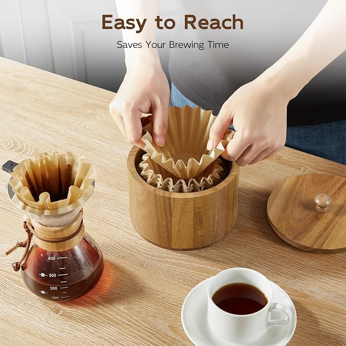 Coffee Filter Holder, Acacia Wood Filter Storage Container - Image 6