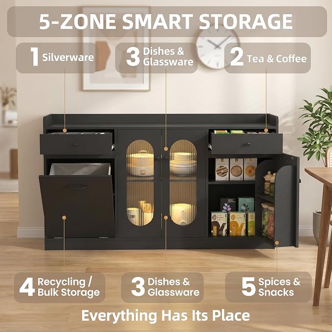 Rongguang 54" Modern Kitchen Coffee Bar Cabinet - Image 4