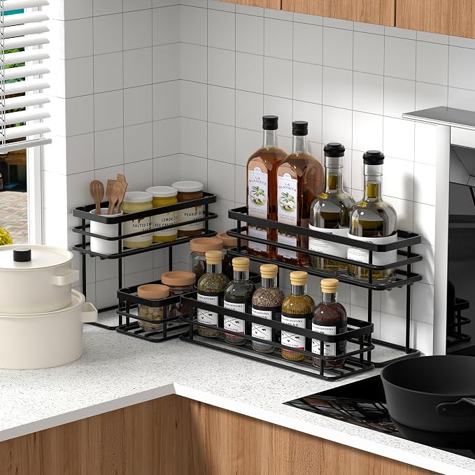 8 Bottle Coffee Syrup Organizer Rack, 2 Tier Coffee Syrup Stand Holder - Image 4