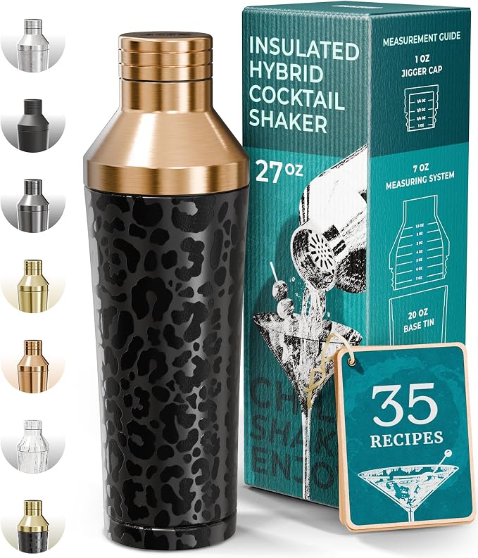 BARE BARREL Insulated Cocktail Shaker Set | Double Wall Stainless Steel | by BareBarrel