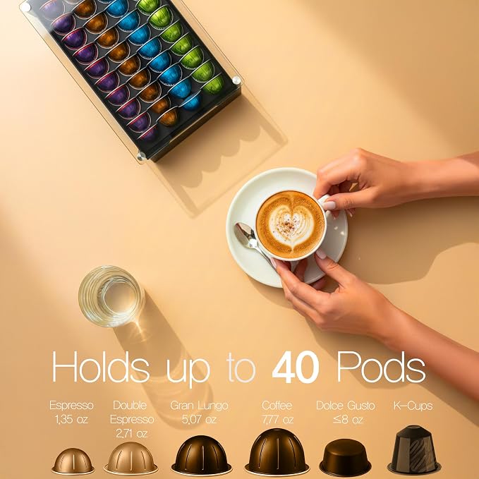 Coffee Pod Holder with Rail Drawer Compatible with Nespresso Vertuoline and - Image 2