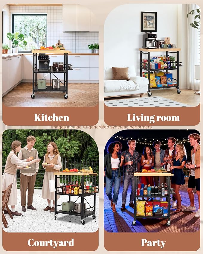 Mythinglogic Foldable Kitchen Cart - Image 5