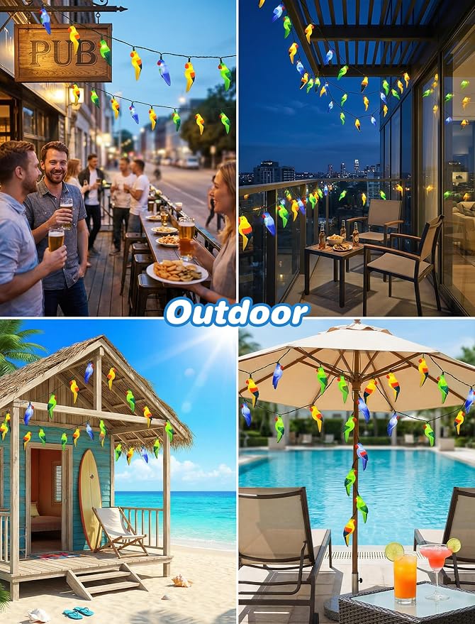 8.5Ft Parrot String Lights, Outdoor Tropical Themed LED String Lights - Image 8
