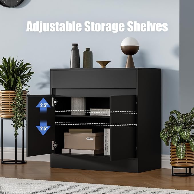 Housoul Buffet Cabinet with 2 Doors and Drawer, Coffee Bar Cabinet with - Image 3