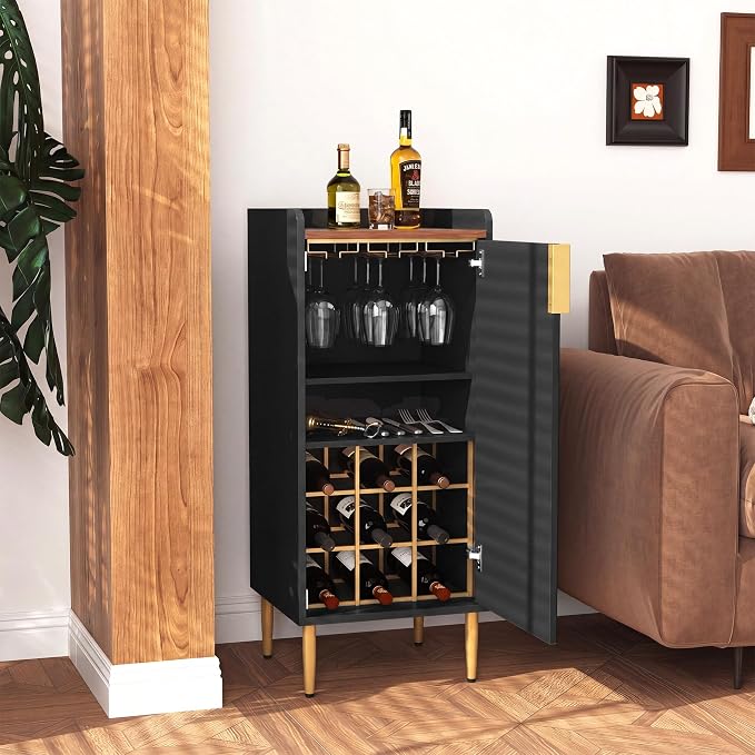 ARTPOWER Mini Bar Cabinet for Apartment, Fluted Wine Bar Cart - Image 6