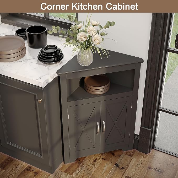 ChooChoo Corner Storage Cabinet, Small Corner Cabinet - Image 4