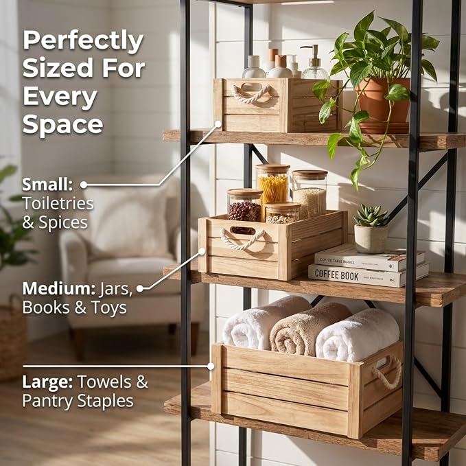 Set of 3 Rustic Nested Wooden Crates - Image 6