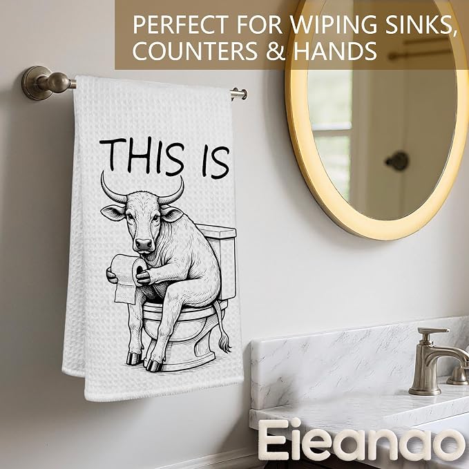 Funny Bull Hand Towel, Dark Humor Cow Hand Towel - Image 4