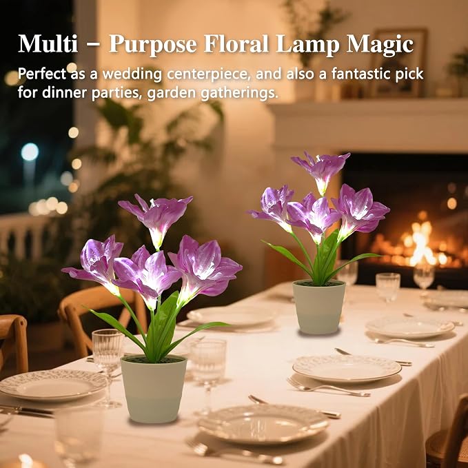 Artificial Purple Lily Flower Lamp - Image 9