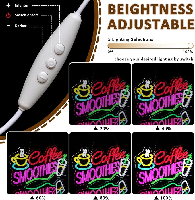 Coffee Smoothies Neon Sign for Wall Decor, Smoothie Led Signs for Business - Image 3