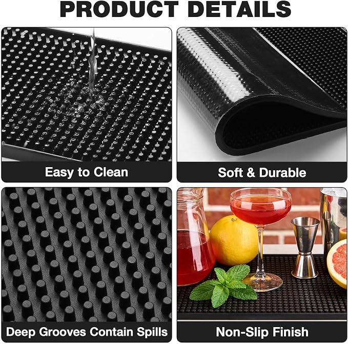 Facmogu 2PCS 12" x 6" Rubber Bar Mats, PVC Bar Service Mats - Image 8